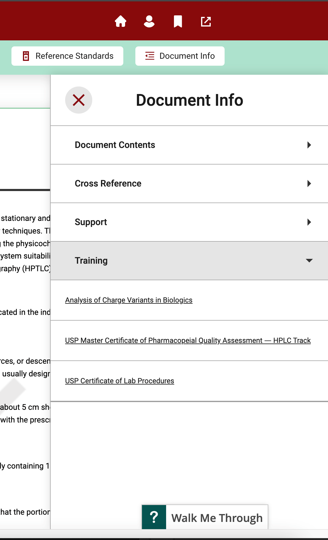 Image shows the tabs provided by the Document Info Panel